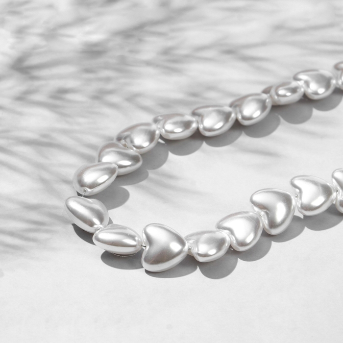 Бусины пластиковые на нити &laquo;Сердце&raquo; 1,4&times;1,4&times;0,8см, (набор 150 шт.), цвет белый