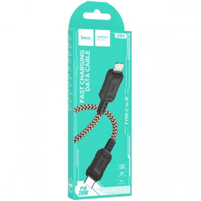 Кабель Hoco X94, Type-C - Lightning, 2.4 А, 1 м, быстрая зарядка, ПВХ, золотистый Кабель Hoco X94, Type-C - Lightning, 2.4 А, 1 м, быстрая зарядка, ПВХ, золотистый