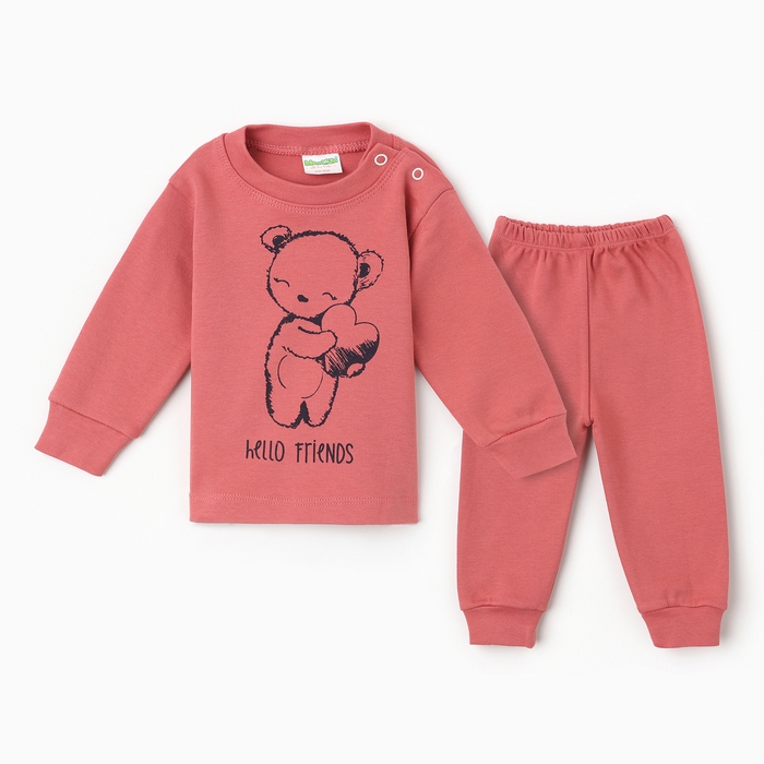 Комплект детский (лонгслив, штанишки), цвет кармин, рост 62 Комплект детский (лонгслив, штанишки), цвет кармин, рост 62