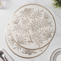 Салфетки сервировочные на стол Доляна &laquo;Ботаника&raquo;, 2 шт, d=38 см, цвет бежевый