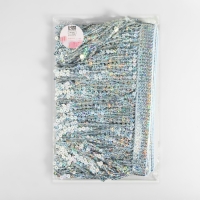 Тесьма с пайетками &laquo;Бахрома&raquo;, с голографией, d = 6 мм, 16 см, 4,5 &plusmn; 0,5 м, цвет серебряный