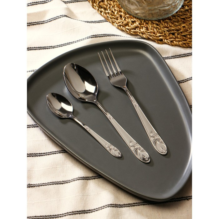 Набор столовых приборов &laquo;Узоры&raquo;, 18 предметов, толщина 1,8 мм, картонная коробка, цвет серебряный