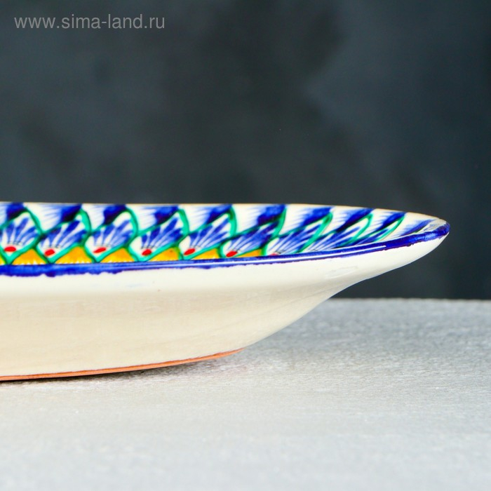 Селедочница Риштанская Керамика Селедочница Риштанская Керамика "Узоры", 34 см, разноцветное, овальное