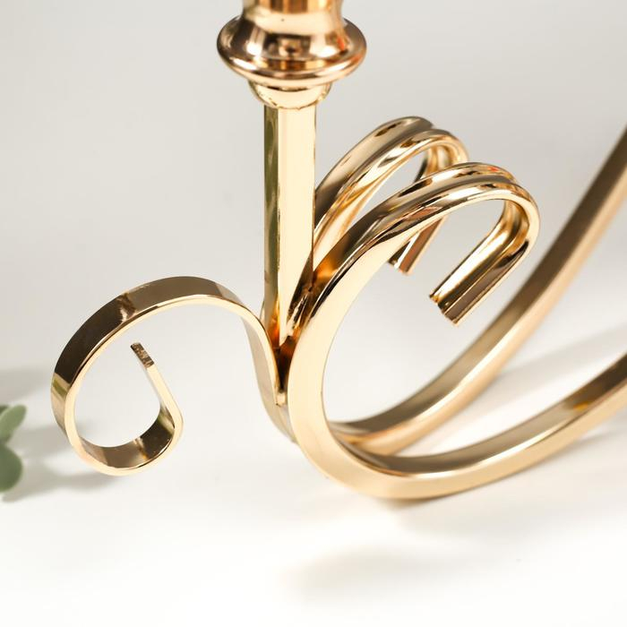 Подсвечник металл на 3 свечи "Витиеватость" золото с чёрным 39х13,5х42 см