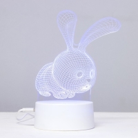 Светильник сенсорный "Кролик" LED 7 цветов USB/от батареек белый