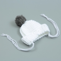 Шапка вязаная для собак, с помпоном, XS-S (объем головы 22 см, высота 7,5 см), микс