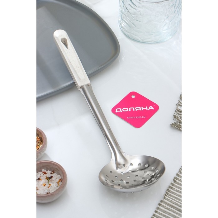 Шумовка из нержавеющей стали Доляна &laquo;Соната&raquo;, h=34 см, цвет серебряный
