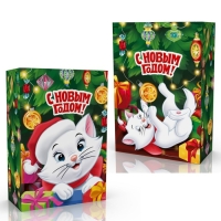 Новый год. Коробка подарочная, 16х23х7.5 см, Коты аристократы