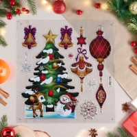 Наклейки на окна "Новогодние" елка, зеленый тон, 38х30 см Наклейки на окна "Новогодние" елка, зеленый тон, 38х30 см