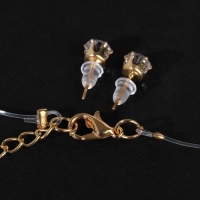 Гарнитур 2 предмета: серьги, кулон &laquo;На леске&raquo; классика, цвет белый в золоте, 30 см