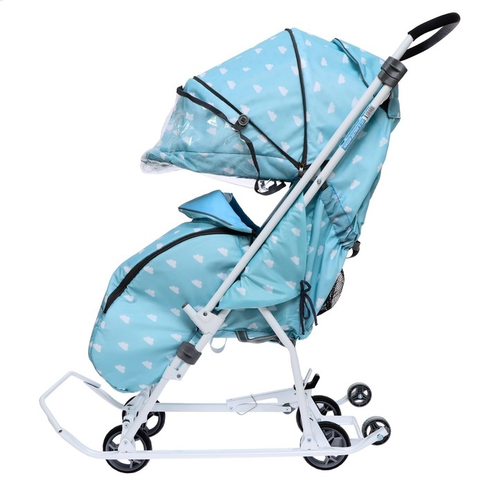 Санки-коляска &laquo;Наши детки 3-1К&raquo;, принт с облачками, цвет голубой