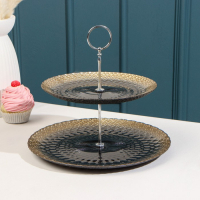 Блюдо 2-х ярусное &laquo;Барокко&raquo;, d=21/28 см, цвет чёрный с золотом