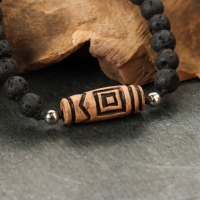 Браслет из лавы с бусиной Дзи &laquo;Четыре благодати&raquo; №3