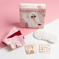 Подарочный набор "Women's day" маска для сна, носки 3 пары Подарочный набор "Women's day" маска для сна, носки 3 пары