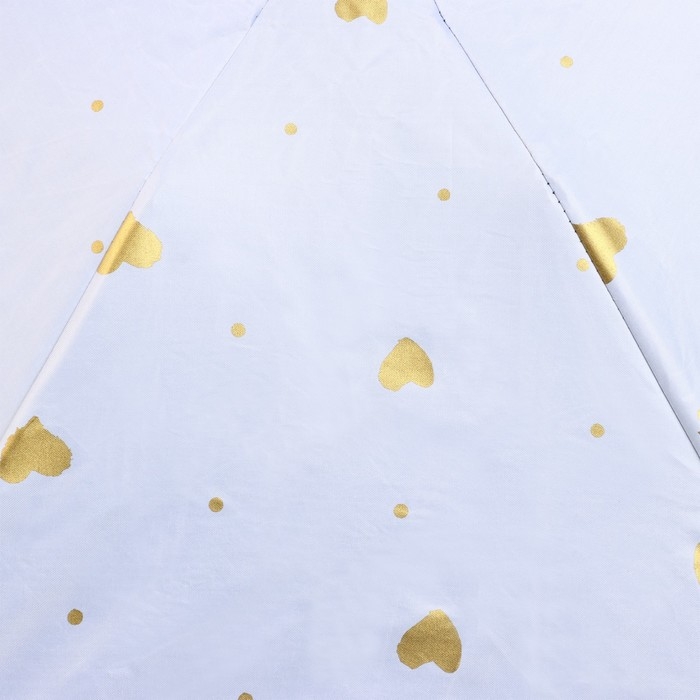 Зонт женский механический, 6 спиц, цвет белый в золотой горошек.