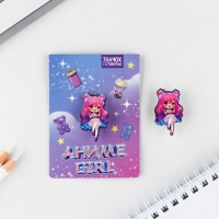 Значок с наклейками &laquo;Аниме girl&raquo;, 6.5 х 9 см