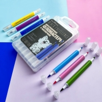 Фломастеры-кисточки 12 цветов BLACK EXCELLENCE, в пластиковом пенале, МИКС Фломастеры-кисточки 12 цветов BLACK EXCELLENCE, в пластиковом пенале, МИКС