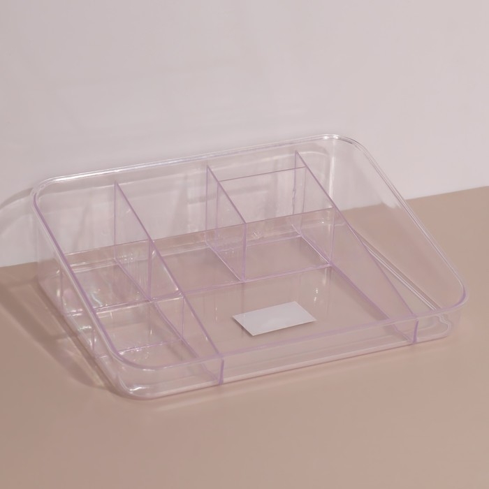 Органайзер для хранения маникюрных/косметических принадлежностей, 8 секций, 26 &times; 20 &times; 7 см, цвет прозрачный/МИКС