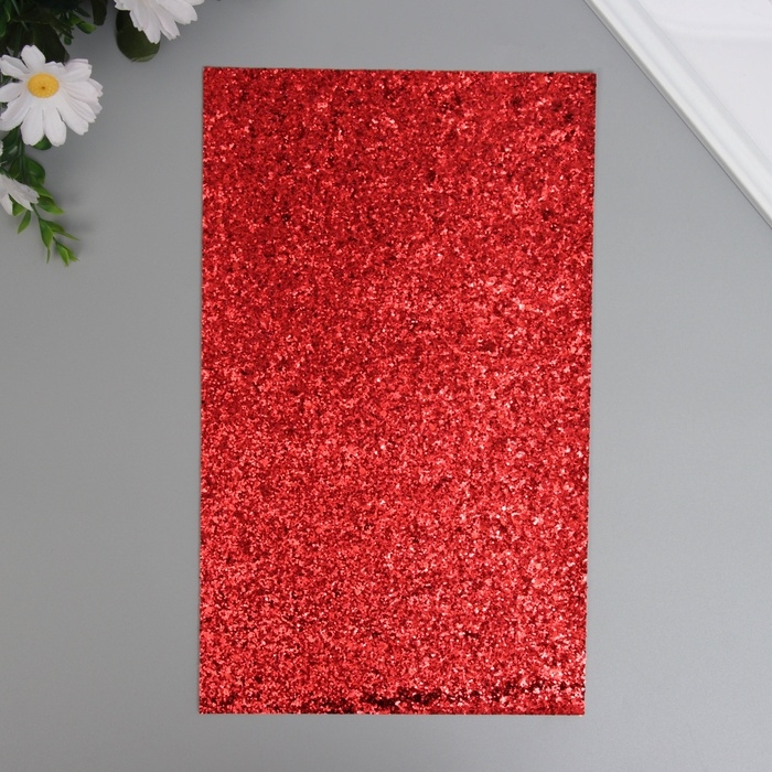 Лист для творчества иск.кожа Лист для творчества иск.кожа "Крупные блёстки" красный лист 33х20 см толщина 0,84 мм
