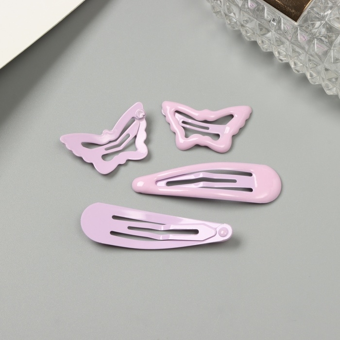 Невидимка для волос Невидимка для волос "Энико" (набор 4 шт) бабочка, 5 и 3 см, сиреневый