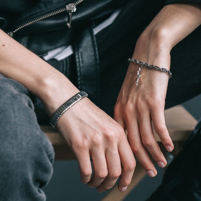 Браслет мужской «Стальной» прямоугольники, цвет серебро, d=6 см Браслет мужской «Стальной» прямоугольники, цвет серебро, d=6 см