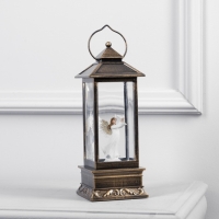 Светодиодная фигура &laquo;Фонарь с ангелом&raquo; 10 &times; 27 &times; 10 см, пластик, батарейки ААх3 (не в комплекте), USB, свечение тёплое белое