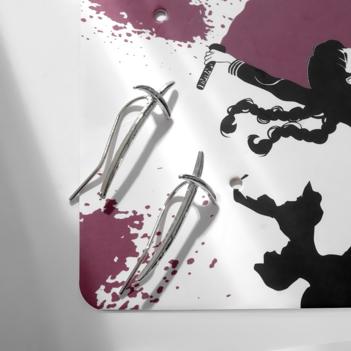 Серьги металл &laquo;Япония&raquo; холодное оружие, меч, цвет серебро