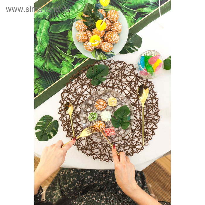 Салфетка сервировочная на стол Доляна &laquo;Одуванчик&raquo;, d=38 см, цвет коричневый