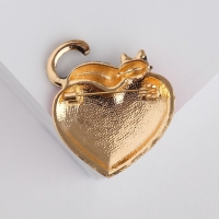 Брошь &laquo;Кот мартовский&raquo;, цвет красно-чёрный в золоте