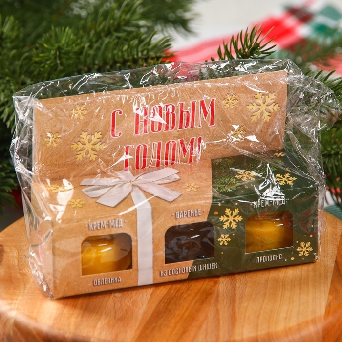 Набор &laquo;Радостных дней&raquo; : 2 крем-меда и варенье с шишками по 30 г.