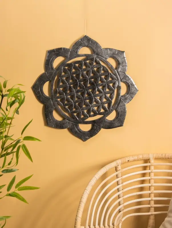 Панно "Подсолнух" МДФ, 60х60х1 см, серебро