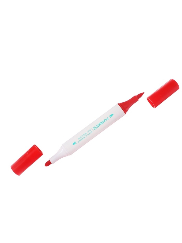 Набор акриловых маркеров 12 цветов в пластиковом кейсе, двусторонние