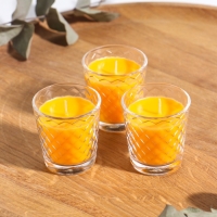 Свеча ароматическая в стакане (набор 3 шт) по 50 мл, 10 ч, 32 гр, ЦИТРУС-ГРЕЙПФРУТ