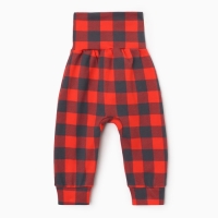 Костюм: джемпер и брюки Крошка Я "Клеточка", рост 74-80 см, красный