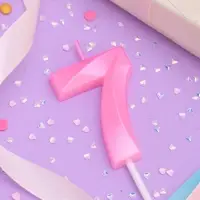 Свеча в торт на шпажке &laquo;Грань&raquo;, цифра 7, 5 см, розовая