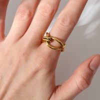 Кольцо &laquo;Медь&raquo; узлы, цвет чернёное золото, безразмерное