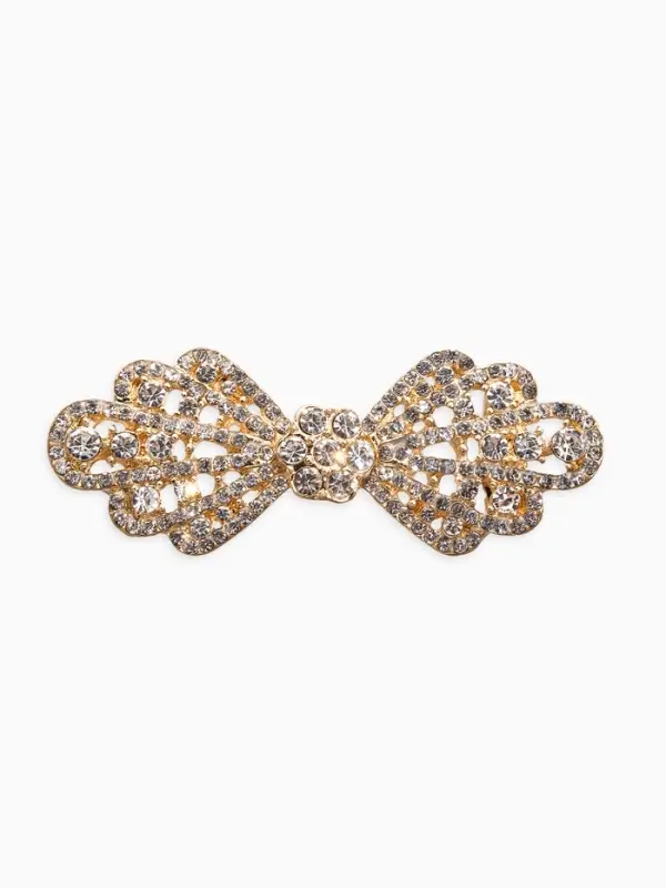 Зажим для кардигана "Ажур", бант, цвет белый в золоте