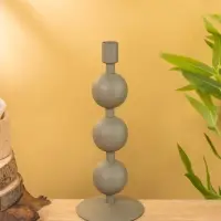 Подсвечник на 1 свечу текстурный "Графитовый" с 3 сферами 10х10х25 см