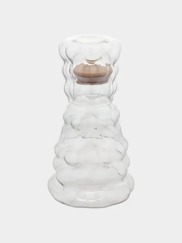 Графин с бамбуковой крышкой и стаканом "Рельеф", 1000/350 мл,13х13х24 см