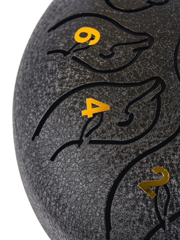 Глюкофон - музыкальный инструмент, дельфин черный, 11 лепестков, 18 х 18 х 11 см