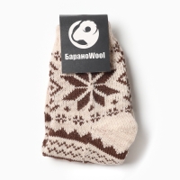Носки женские новогодние шерстяные, цвет белый/коричневый, размер 25-27 Носки женские новогодние шерстяные, цвет белый/коричневый, размер 25-27