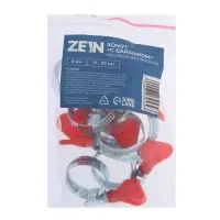 Хомут червячный с &laquo;барашком&raquo; ZEIN, несквозная просечка, диаметр 16-27 мм, оцинкованный