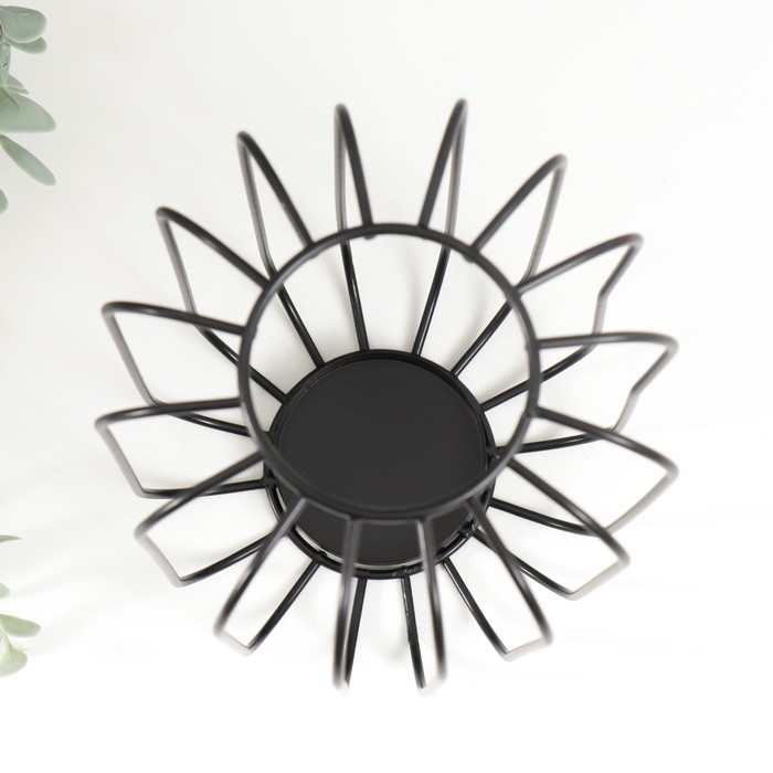 Подсвечник металл на 1 свечу Подсвечник металл на 1 свечу "Лофт. Прутья" чёрный 20х13х13 см