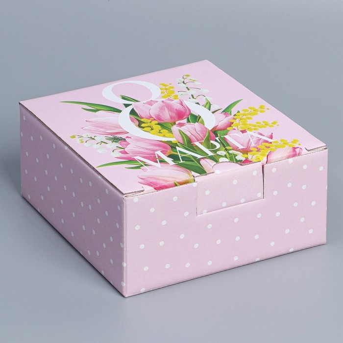 Коробка подарочная сборная, упаковка, «8 марта», 15 х 15 х 7 см Коробка подарочная сборная, упаковка, «8 марта», 15 х 15 х 7 см