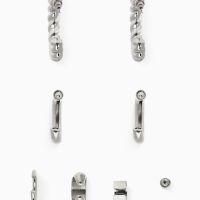 Набор серьги и каффы 9 шт. &laquo;Кольца&raquo; переплетение, цвет серебро