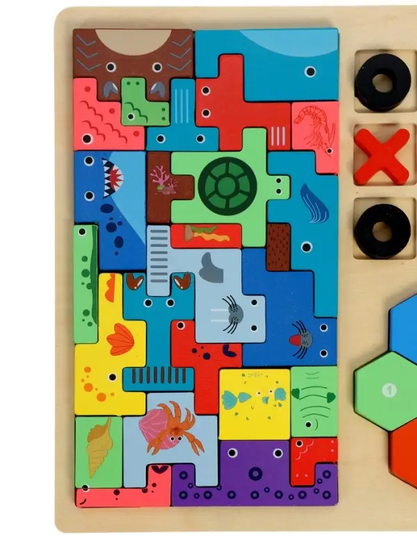 Деревянный  пазл Тетрис 3 в 1