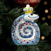 Ёлочный фарфоровая игрушка "Змей", крепление петля, 9 см