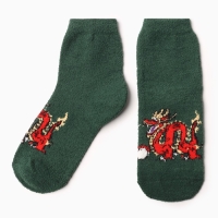 Носки женские махровые &laquo;Дракон с яйцом&raquo;, цвет тёмно-зелёный, размер 36-40