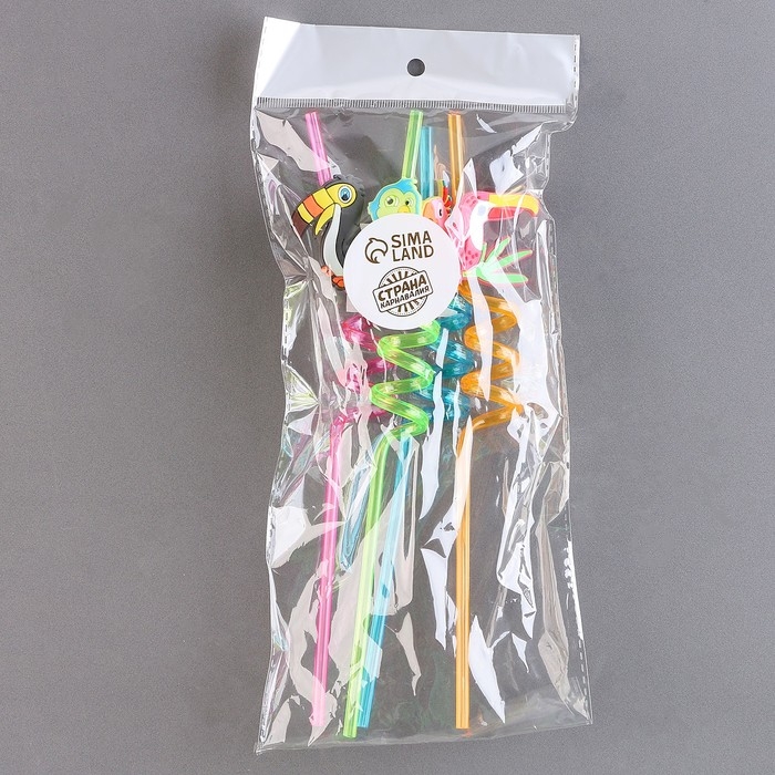 Трубочки для коктейля &laquo;Птички&raquo; набор 4 шт, цвет МИКС