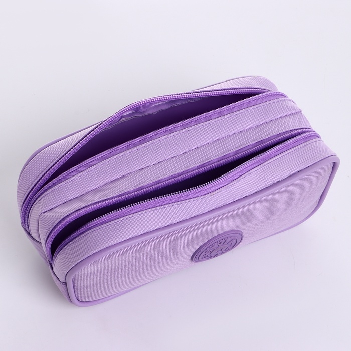 Косметичка-пенал, 2 отдела на молниях, цвет сиреневый Косметичка-пенал, 2 отдела на молниях, цвет сиреневый